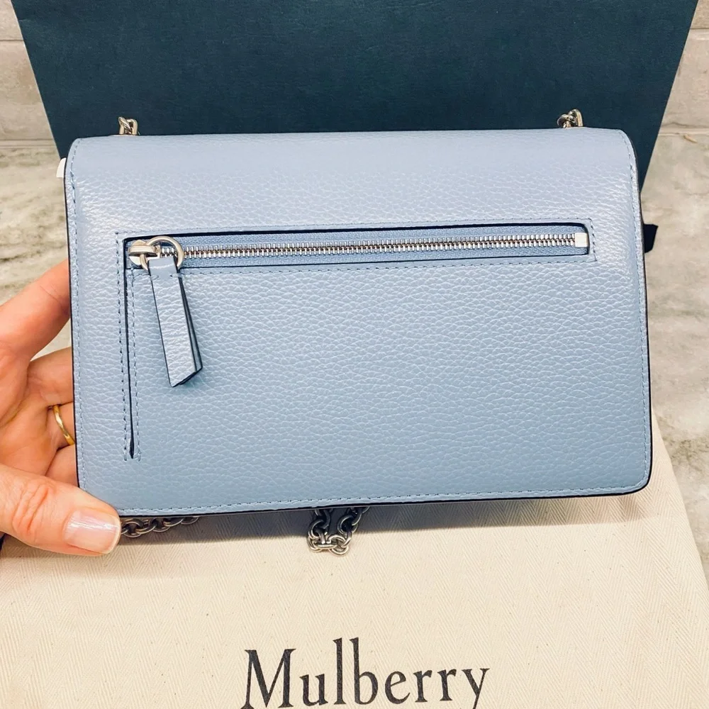 Limited edition - Mulberry small Darley crossbody Light Blue Silver Chain - Picture 3 of 10
